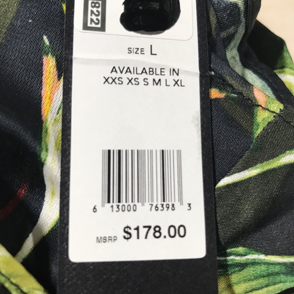 BCBG Birds of Paradise One Sleeve Wrap Top, Size L - Black/Green Women's - Picture 8 of 9